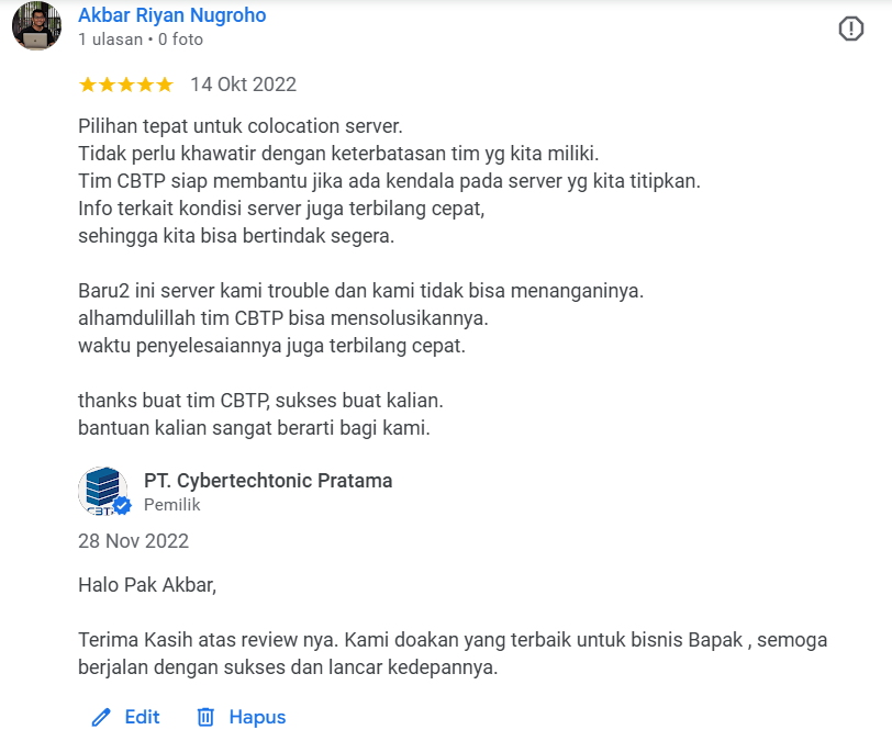 Mengapa Memilih Colocation Server di CBTP DataCenter?